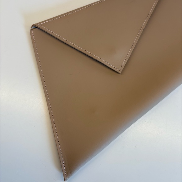 Vice Versa || Thunder Leather Clutch Asymmetrical Bag Made in Greece Taupe Tan